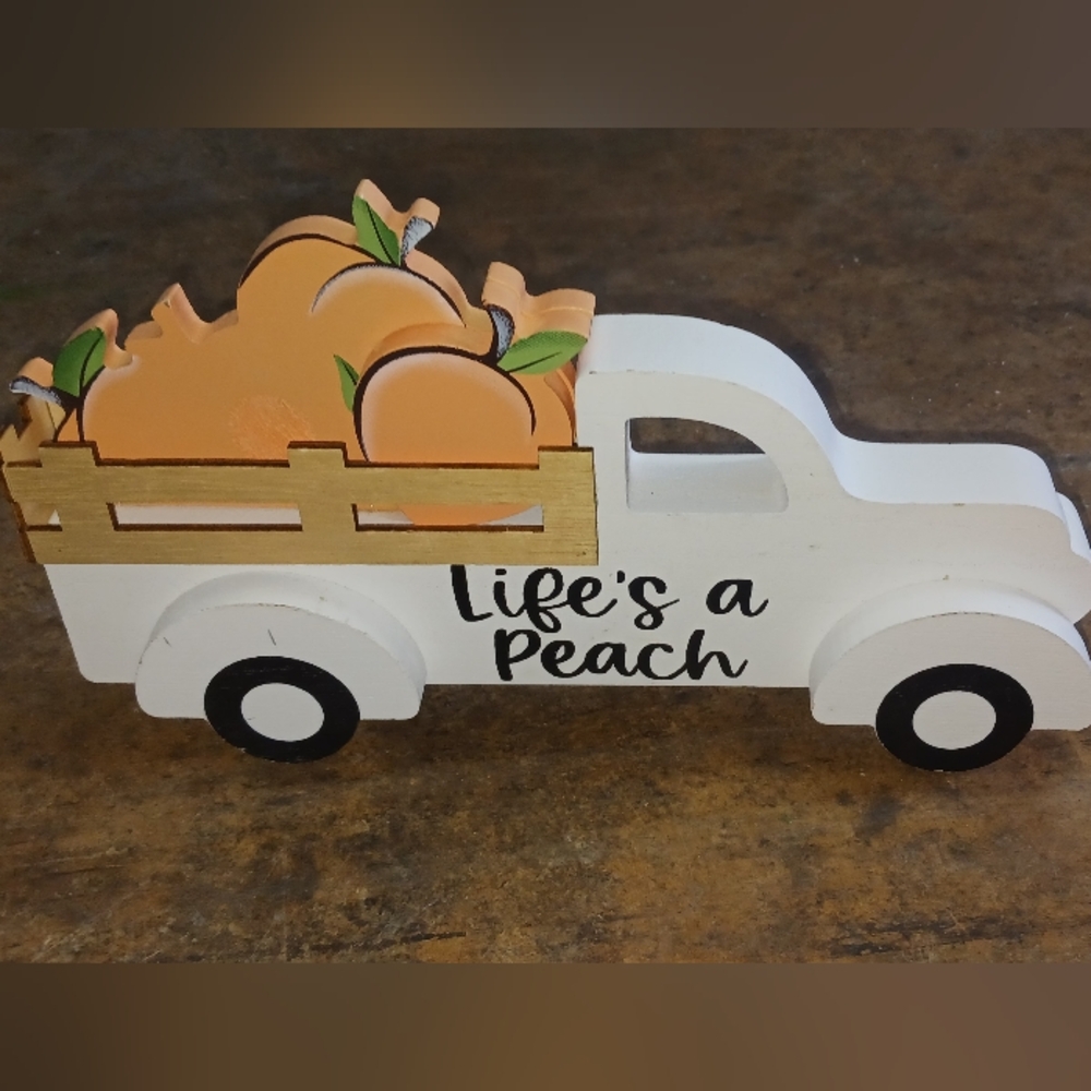 Life's A Peach Rustic Old Truck Decor